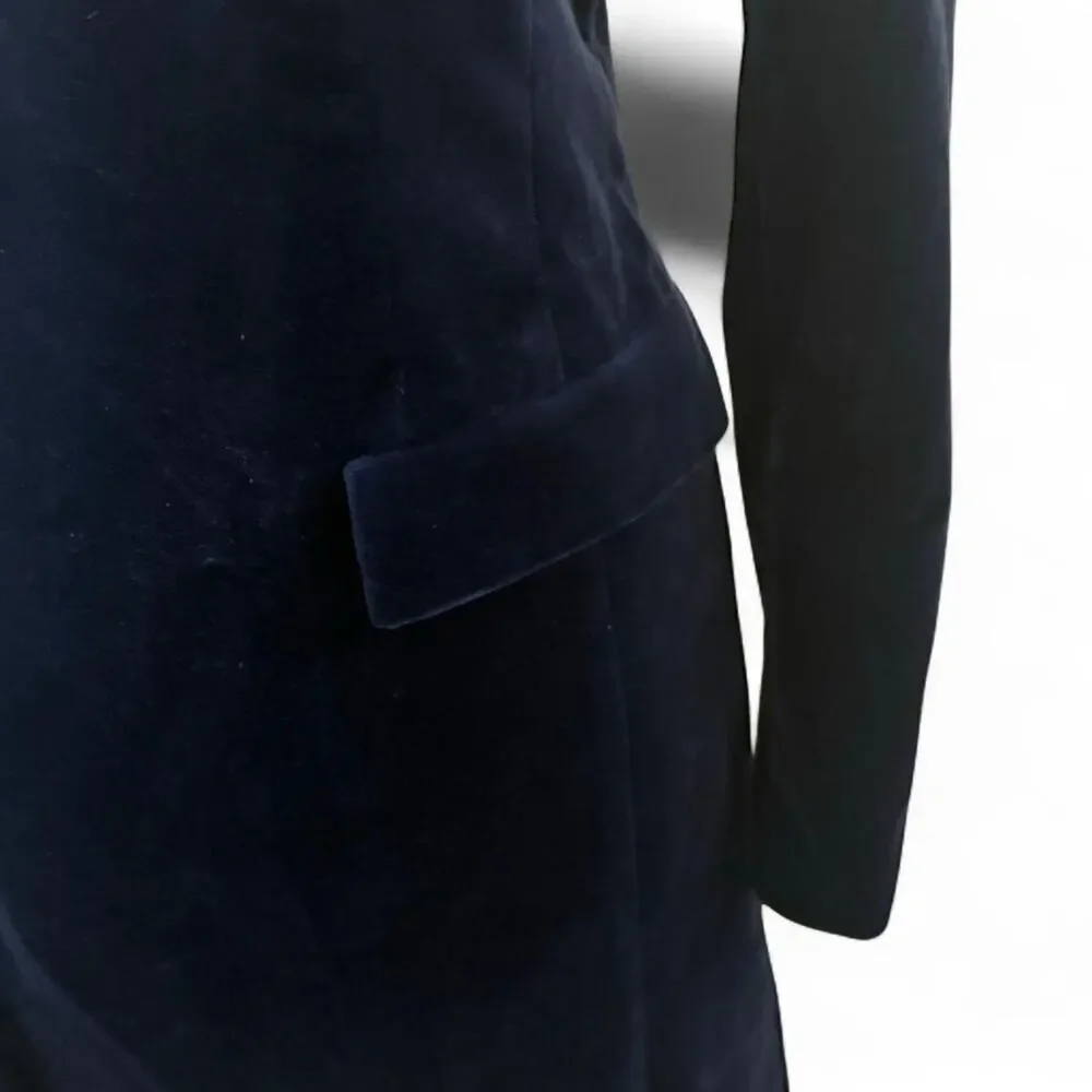 NWT Theory Navy blue velvet mini dress with long sleeves (size 6) 234